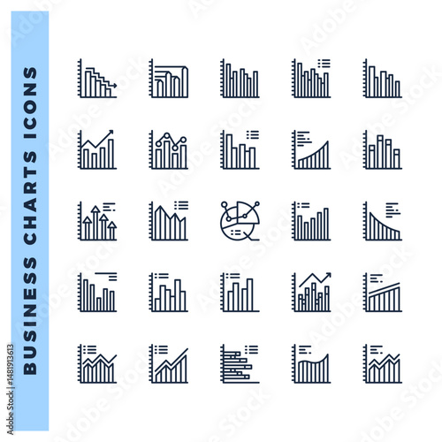 25 Business Chart and Diagram Lineal icon pack. vector illustration.