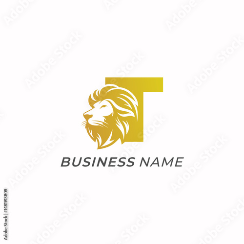 design logo creative letter T and lion head