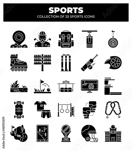Collection of 25 Sports Icons. A Visual Guide to Various Sports and Activities