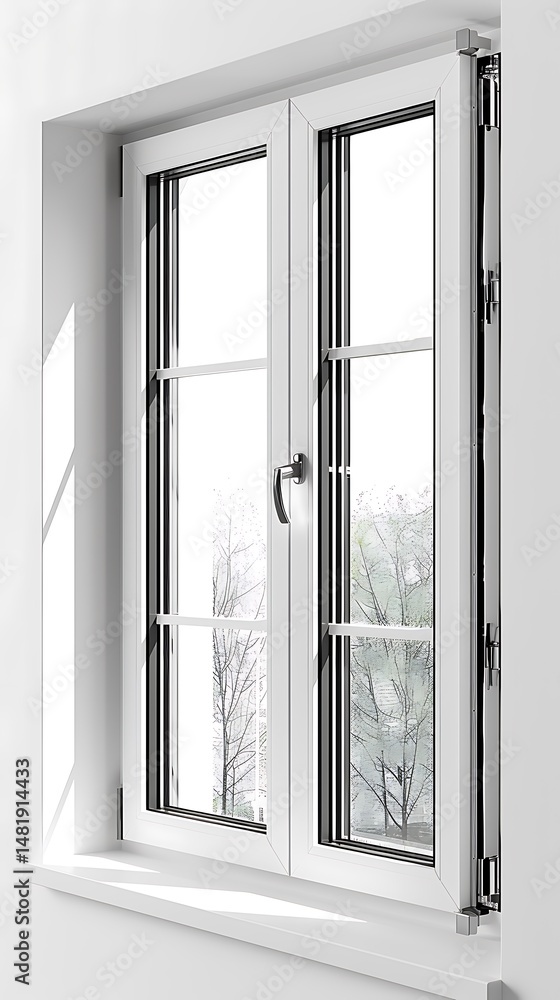 Fototapeta premium Daylight through modern white panel window high resolution picture