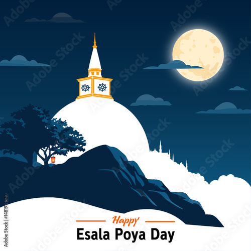 Esala Poya Day Greeting , Happy Esala Full Moon Poya Day 