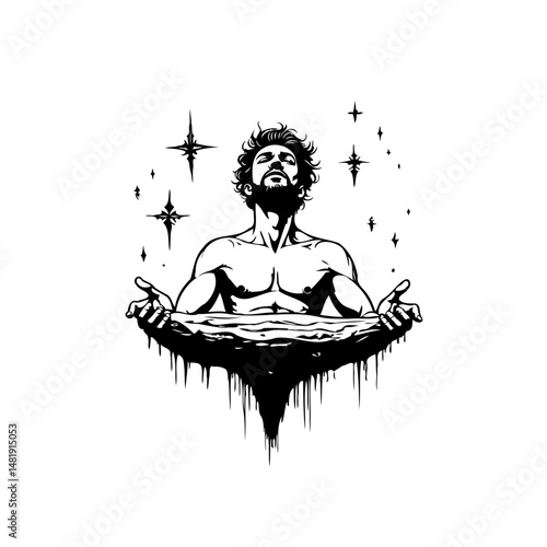 Celestial immersion: A monochrome exploration of transcendence and serenity