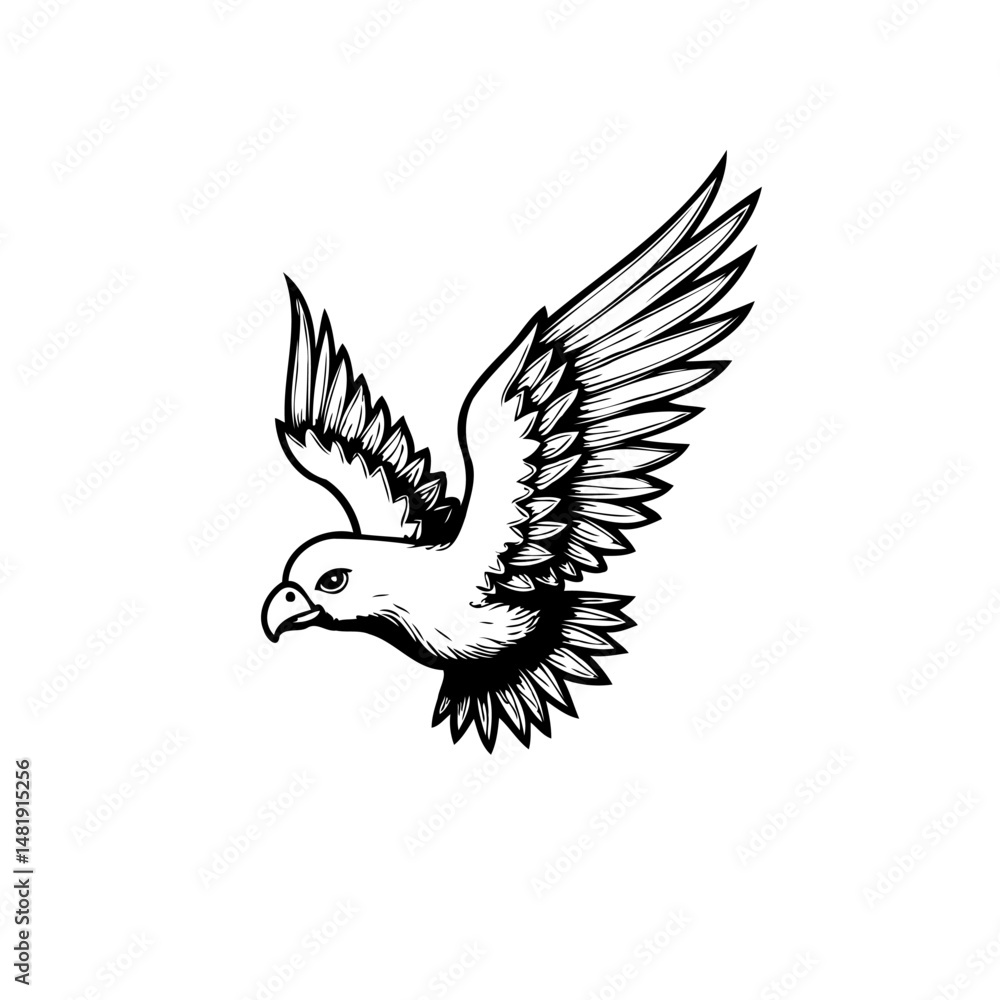 Obraz premium Majestic monochrome eagle soars with expansive wings, symbolizing freedom