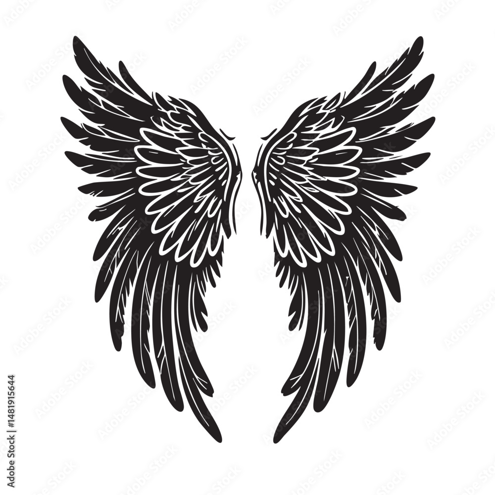 Obraz premium Eagle bird or angel wings pair spread out