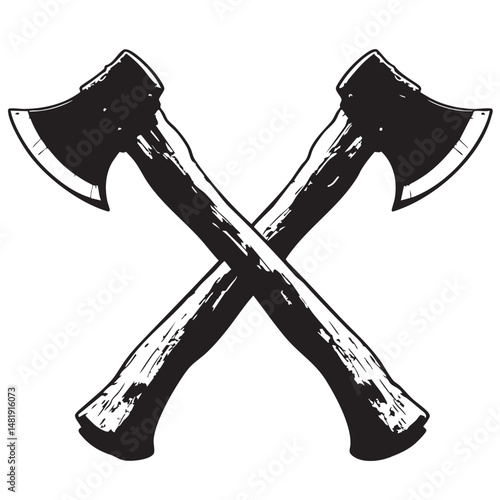 crossed axes and vector illustration patterns.