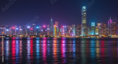 Wallpaper Mural Spectacular Hong Kong Skyline at Night Reflecting on the Water Surface Torontodigital.ca