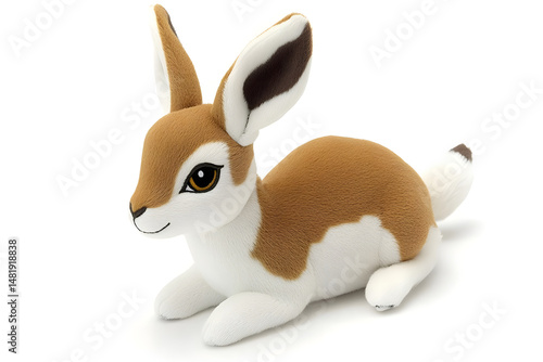 Cute fluffy white brown baby rabbit