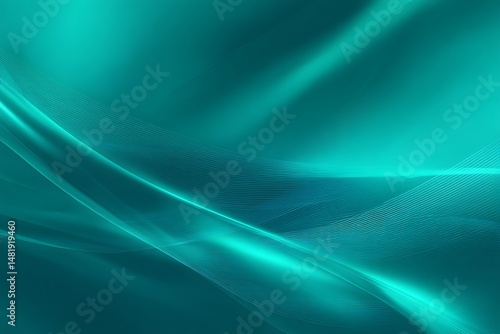 Teal abstract background with digital waves and soft flowing lines.