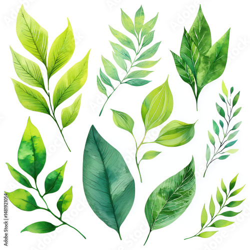 Vibrant Watercolor Leaf Design , isolated on white background png