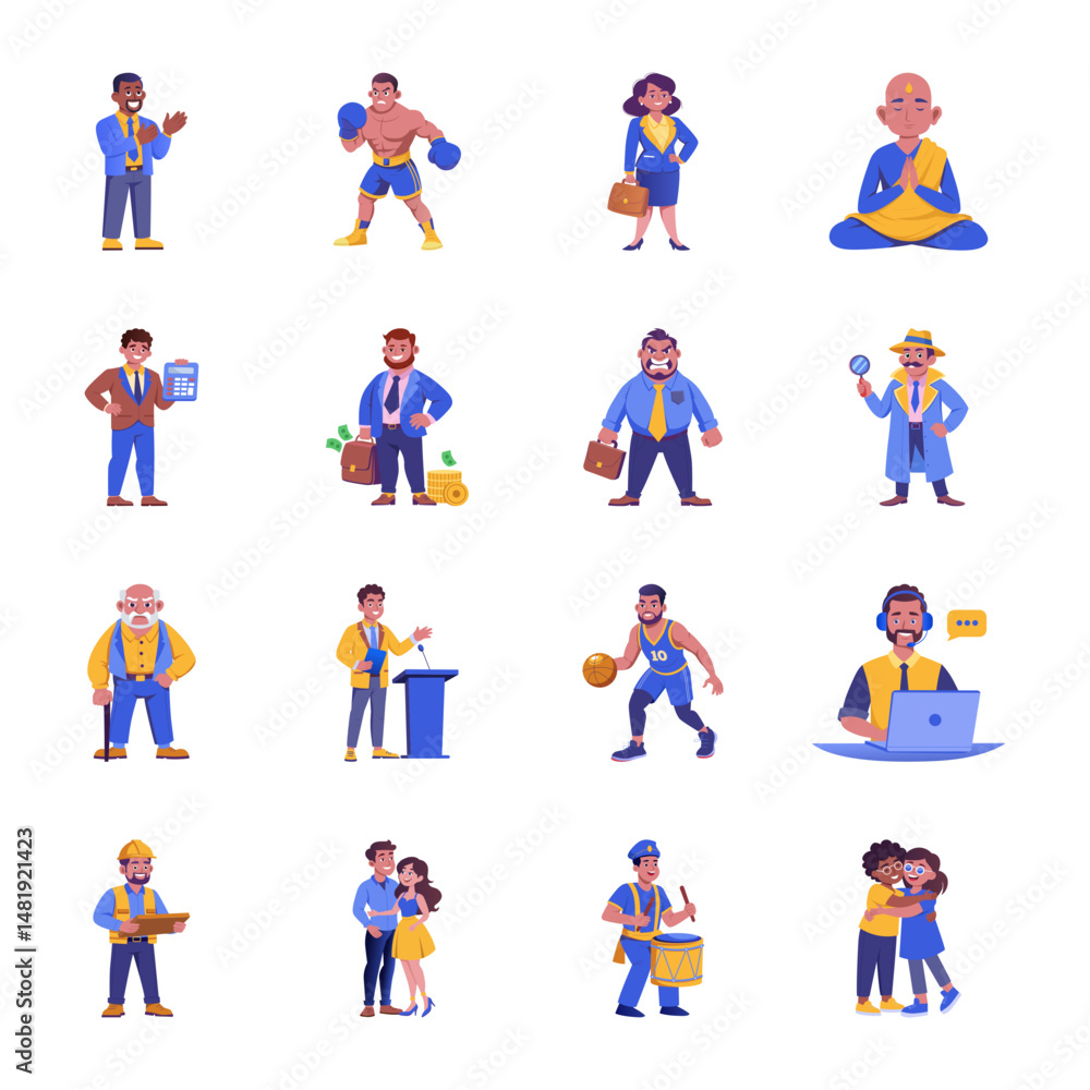 Collection of Flat Style People Character Illustrations
Collection of Flat Style People Character Illustrations