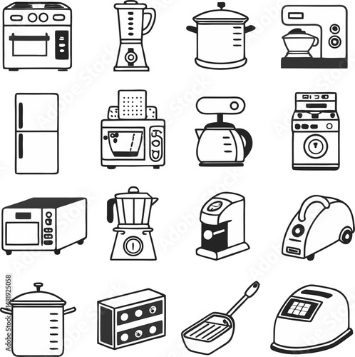 Home appliance icons set