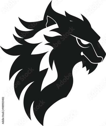 Fierce Black Lion Head Silhouette Logo, Black Tribal Lion Head Logo Design – Bold  Silhouette Art