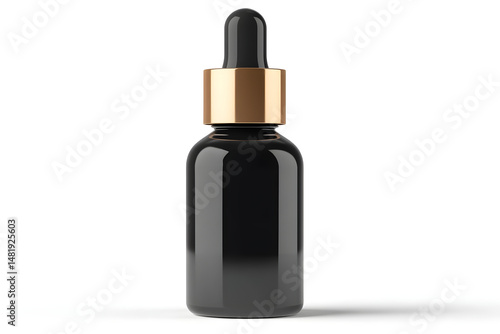 Dark serum bottle gold dropper product shot
