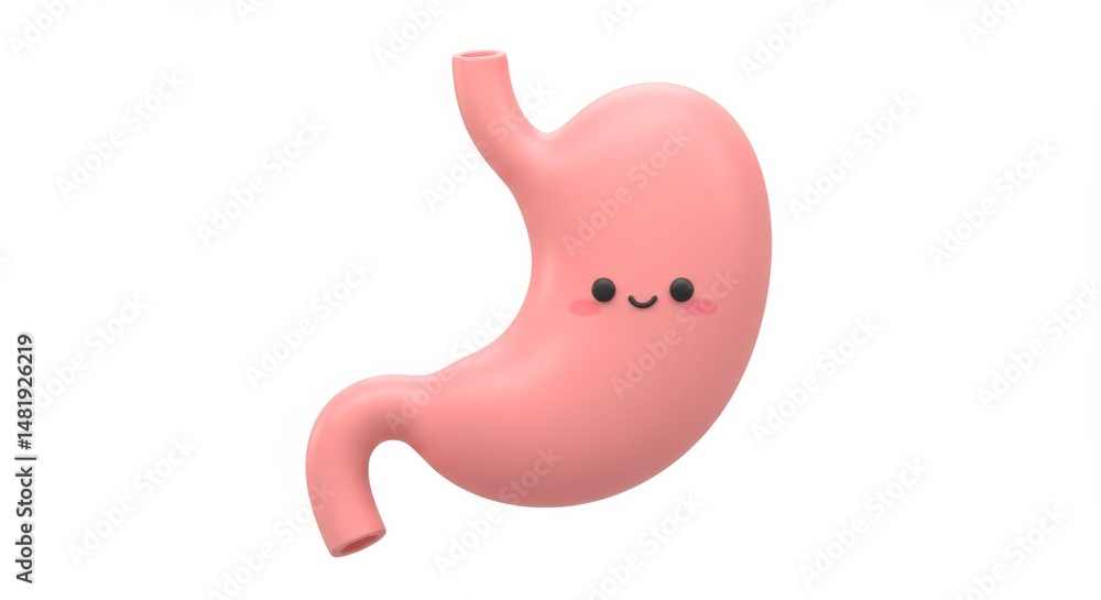 Adorable 3D Render of a Happy Stomach Organ Illustration for Health and Wellness Adorable 3D Render of a Happy Stomach Organ Illustration for Health and Wellness