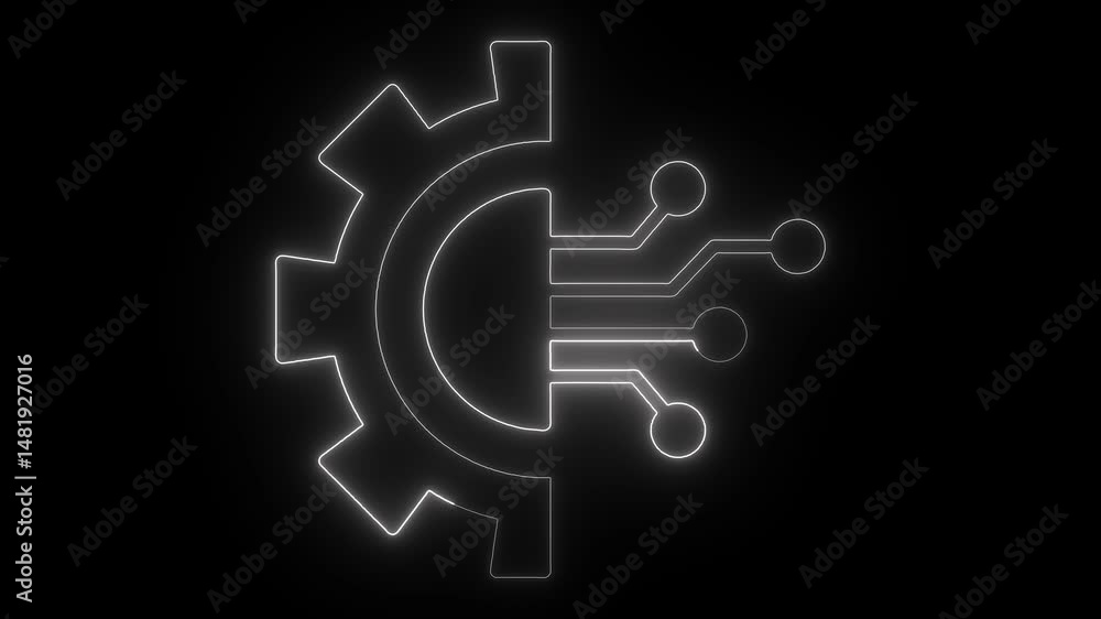 Glowing neon line Settings icon isolated on black background. HD Video motion graphic animation Glowing neon line Settings icon isolated on black background. HD Video motion graphic animation