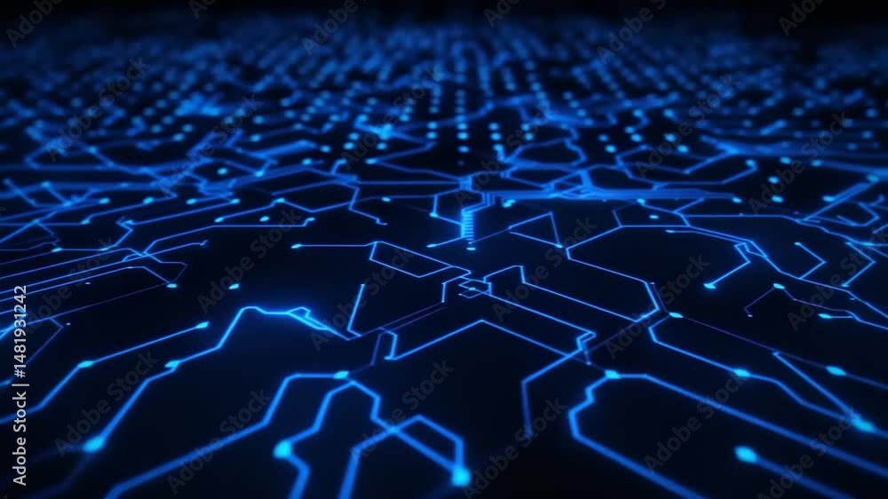 Abstract circuit pattern with glowing blue lines. Abstract circuit pattern with glowing blue lines.