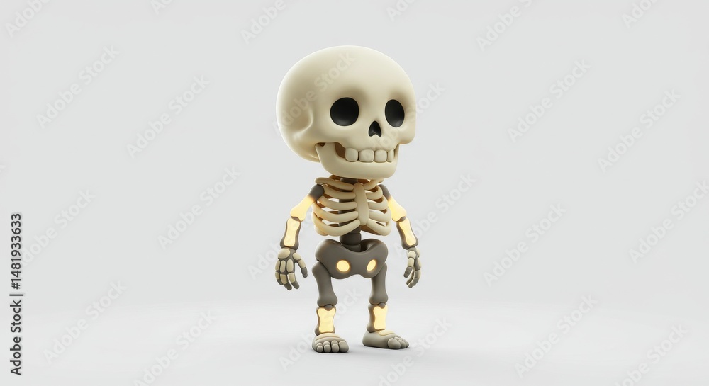 Adorable 3D Render of a Cartoon Skeleton Character Adorable 3D Render of a Cartoon Skeleton Character