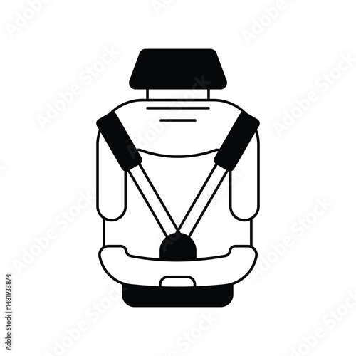 Seat Belt  glyph icon with white background vector stock illustration