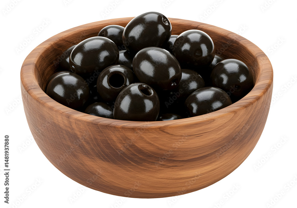 wooden bowl with fresh black olives isolated on transparent background Generative Ai.
wooden bowl with fresh black olives isolated on transparent background Generative Ai.