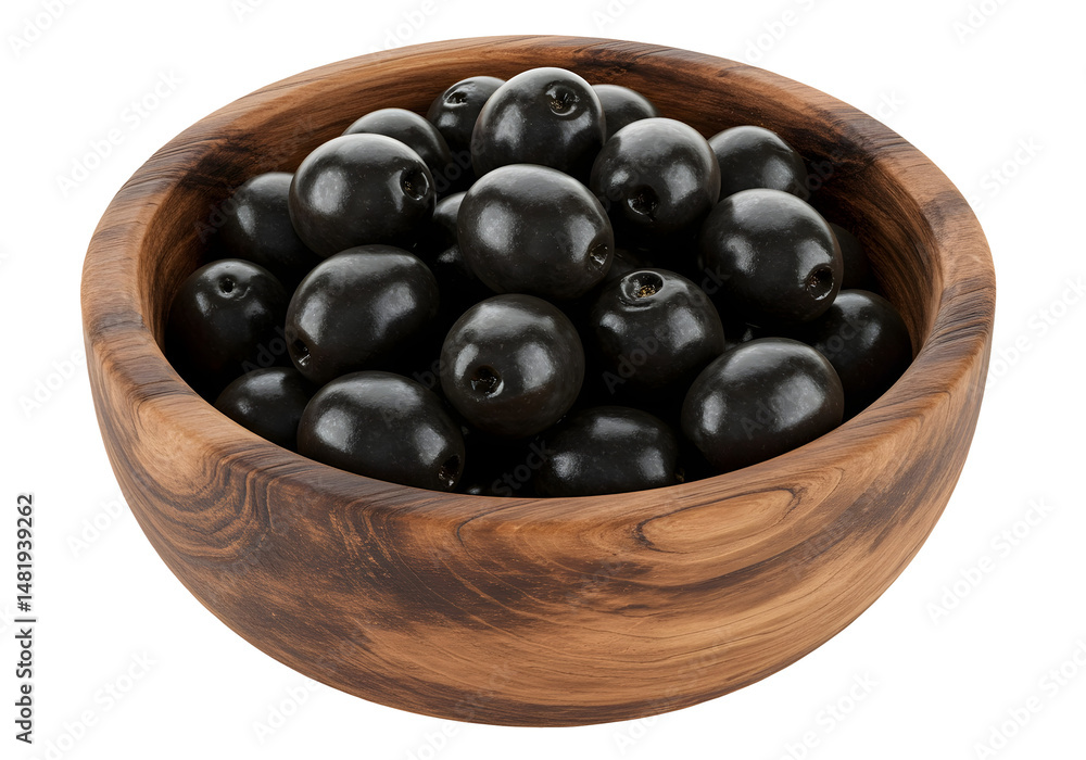 wooden bowl with fresh black olives isolated on transparent background Generative Ai.
wooden bowl with fresh black olives isolated on transparent background Generative Ai.