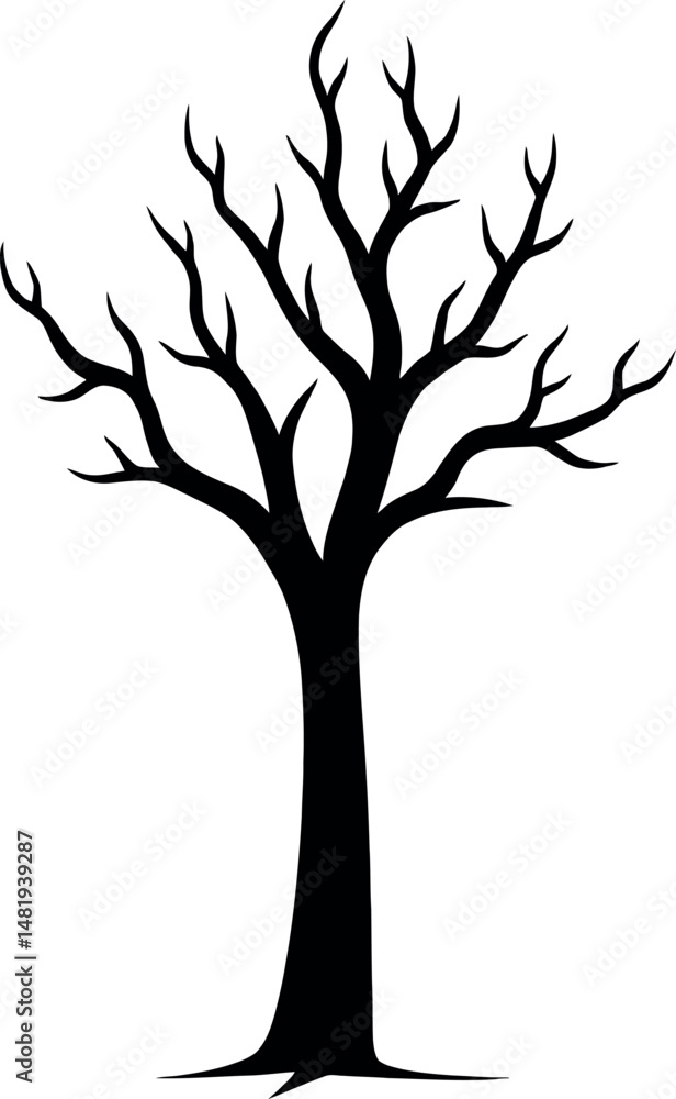 Obraz premium Silent Winter Tree Vector Art Illustration. 