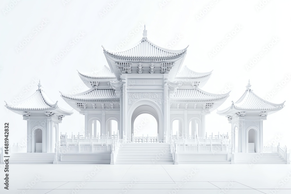 Naklejka premium Majestic white architectural structure in minimalism.