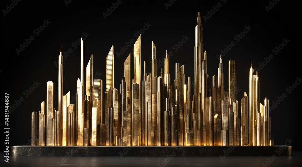 Gold City Skyline Sculpture Gold City Skyline Sculpture