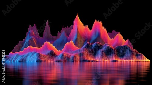 Abstract Colorful Mountain Landscape Reflection