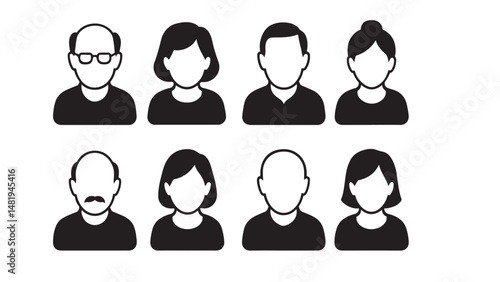 Senior citizens avatar icons silhouette bundle