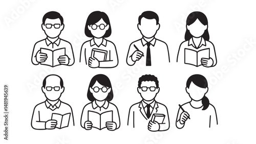 Teachers avatar icons silhouette bundle