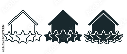 Home with 5 star rating, renter satisfaction icon. Illustration vector