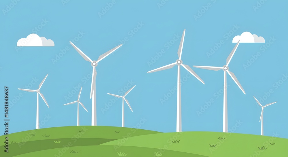 Wind Turbines on Green Hills: Sustainable Energy Landscape Wind Turbines on Green Hills: Sustainable Energy Landscape