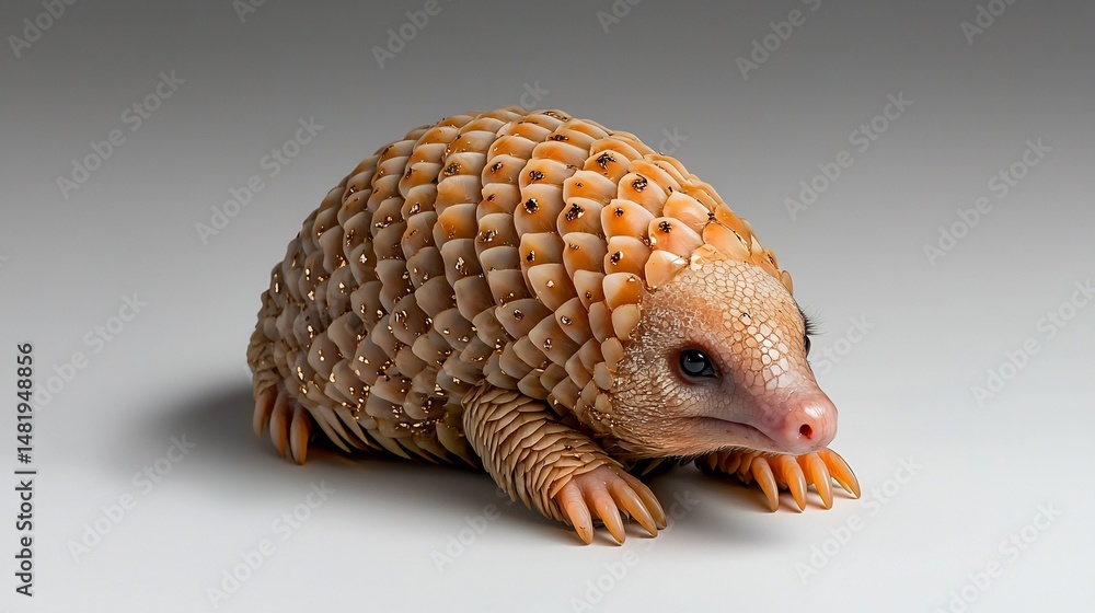 Obraz premium Tiny, light orange-tan, armored mammal
