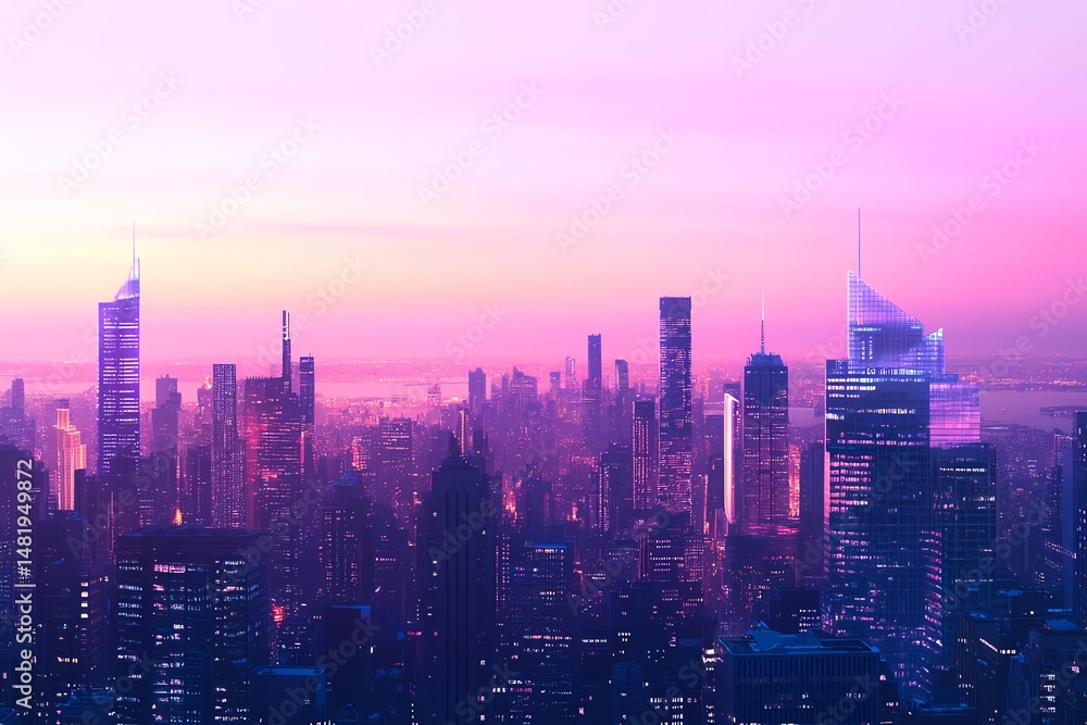 Fototapeta premium Stunning skyline at twilight with vibrant colors.