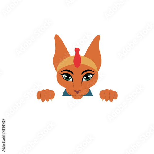 Bastet goddess peeking, Egyptian