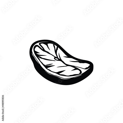 Beef steak silhouette on white background