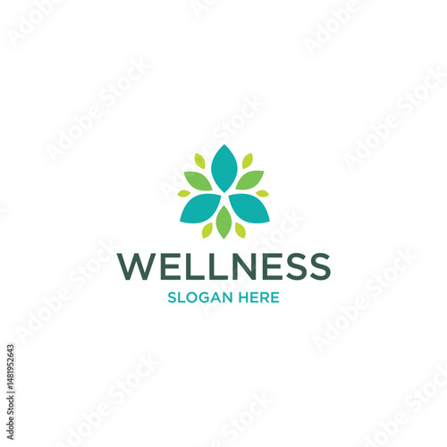 Wellness or Therapy Logo with Leaf and Human Figure