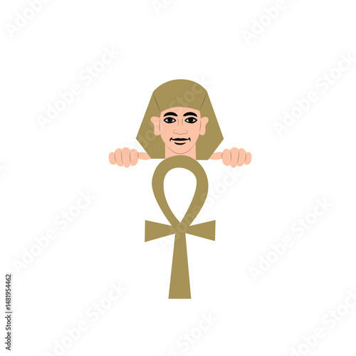 Ptah god peeking, Ankh Symbol