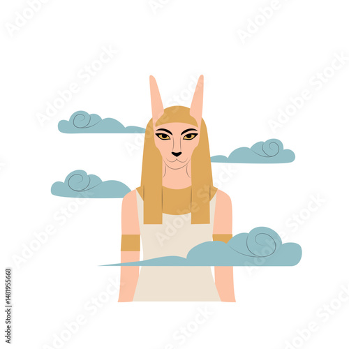 Tefnut goddess peeking, Bastet
