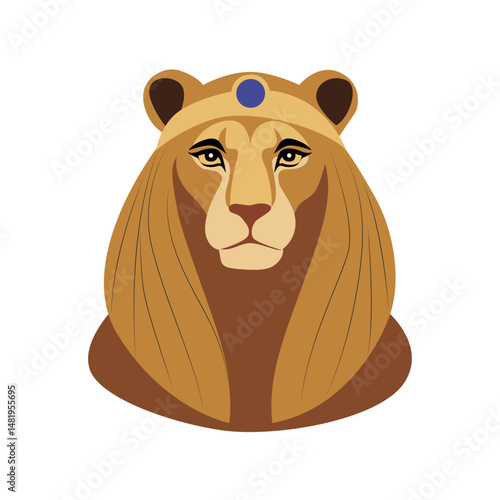 Tefnut goddess peeking, Lioness
