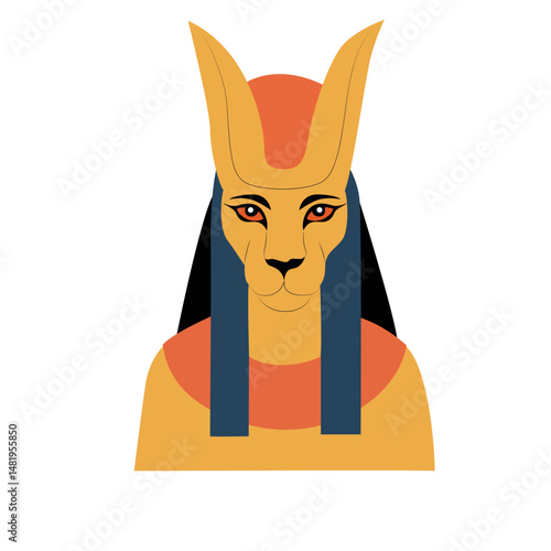 Tefnut goddess peeking, Egyptian