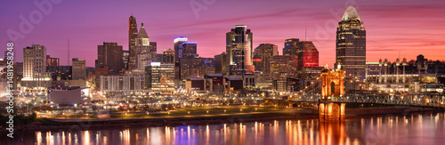 Cincinnati Ohio downtown city panorama skyline over Ohio River
