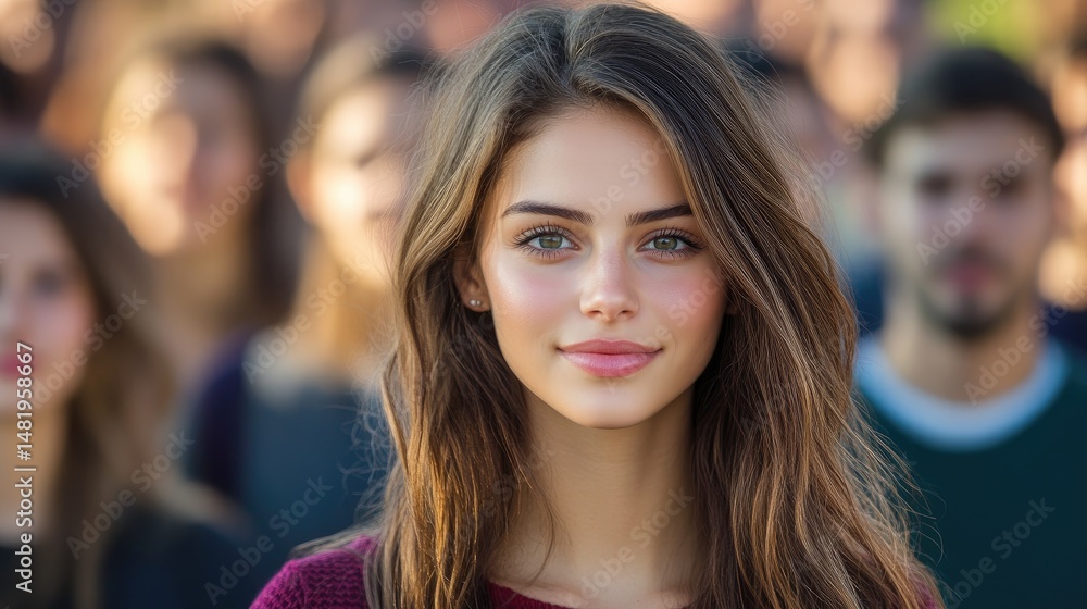 A focused portrait of one person among a blurred crowd, drawing attention to their stillness. A focused portrait of one person among a blurred crowd, drawing attention to their stillness.