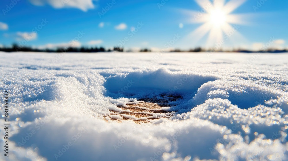 Obraz premium A footprint in snow, but no one has walked by.
