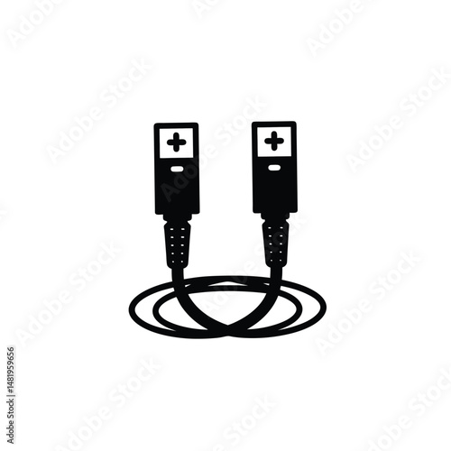 Cable plus minus silhouette on white background