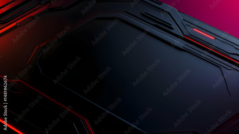 Abstract Futuristic Black Panel With Red Glowing Lines Abstract Futuristic Black Panel With Red Glowing Lines