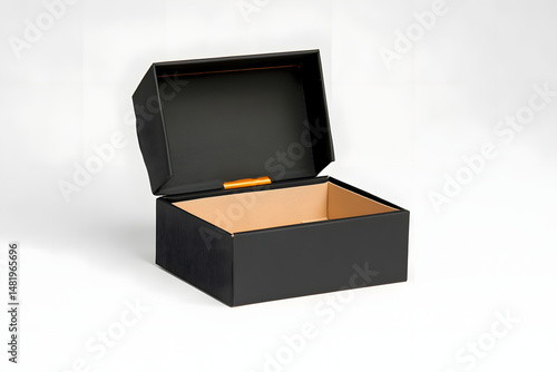 Luxury gift box open beige interior
