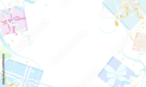 プレゼント箱のフレーム背景イラスト