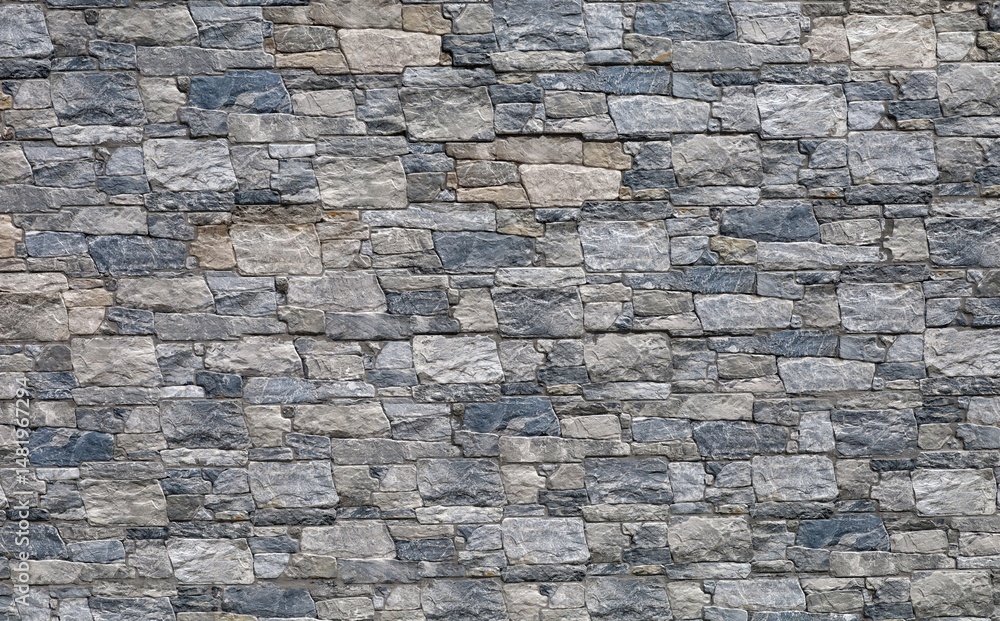Obraz premium Stoneware paneling wall with old stonewall effect. Colors are gray, black, brown and white. External wall covering, background and texture.