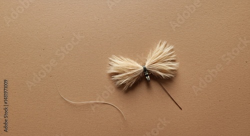 Wallpaper Mural Beige Yarn Bow Craft on Brown Board Torontodigital.ca